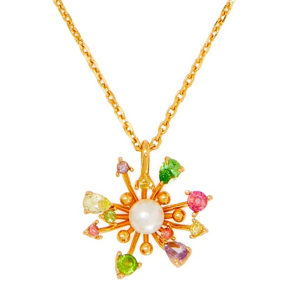 New Kate Spade Gold-Tone Multicolor Flower  Pendant - Picture 1 of 9